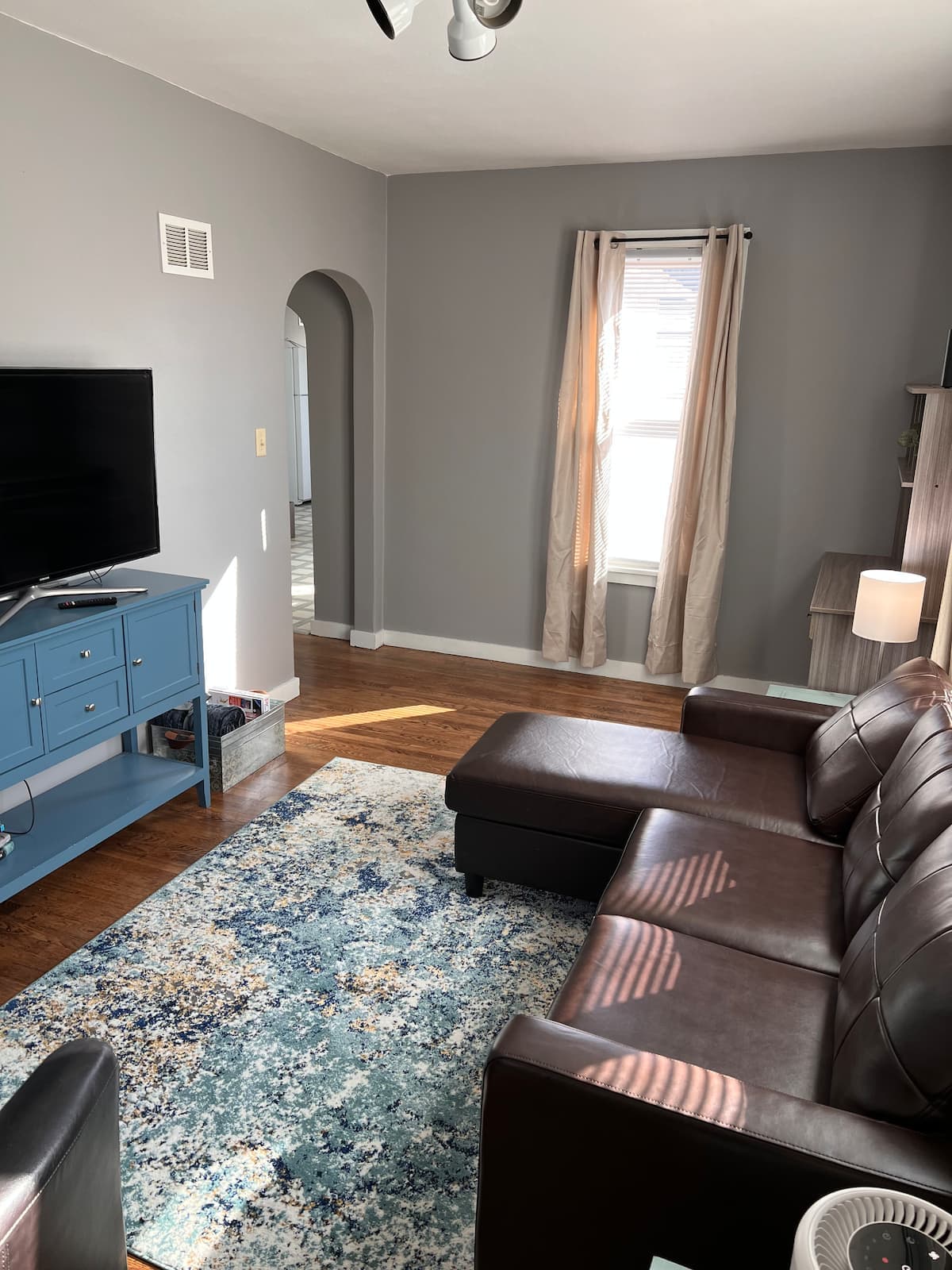 Living room of Sparta Renovated 2-Bedroom with a leather sectional