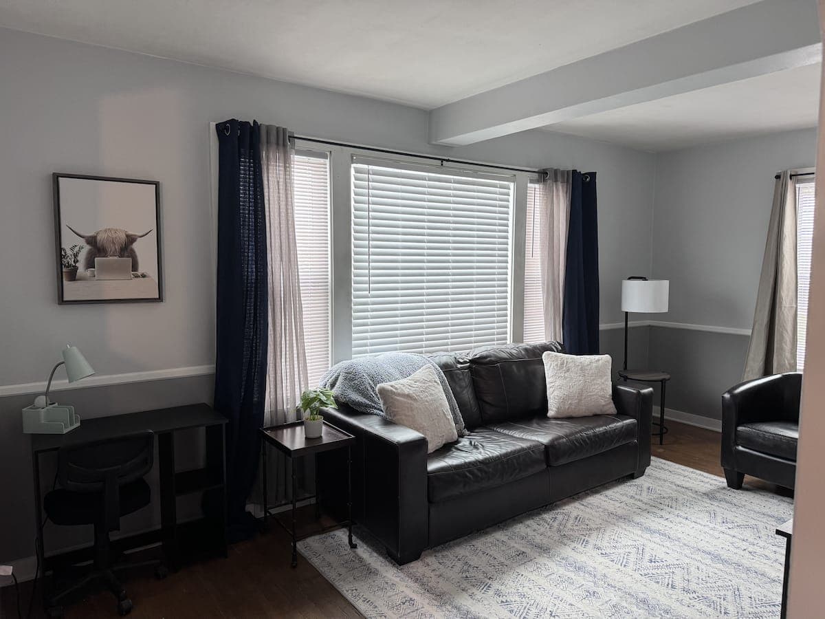Living room and desk in the lower Sparta apartment